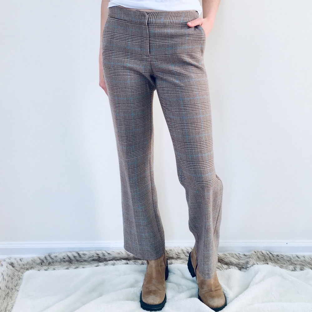 Plaid Boot Cut Trousers